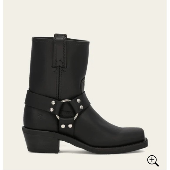 New Frye  Harness leather short biker motorcycle Black Leather Boots 8R - Picture 3 of 10